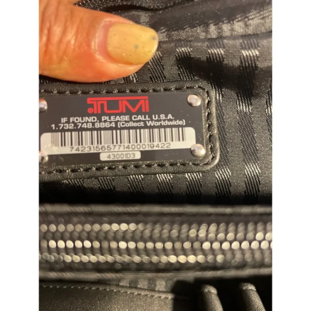 Tumi Black Leather Trimmed Briefcase Laptop‎ Bag Business Travel Commute